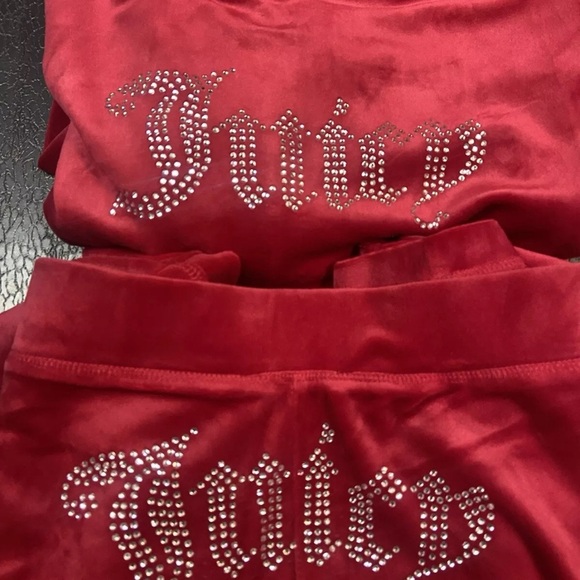 NWT Red LARGE $218 JUICY COUTURE Velour OG Bling Tracksuit Hoodie/Pant - Picture 3 of 8